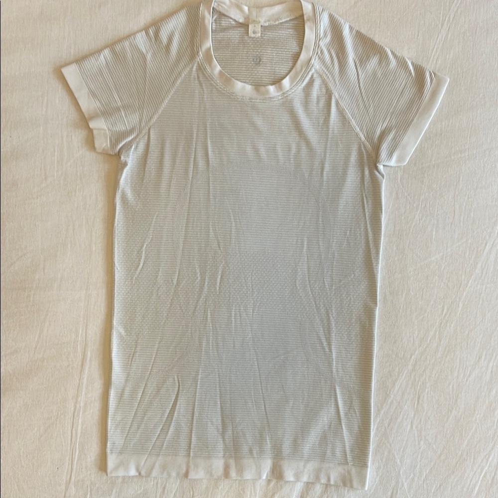 White Striped Short Sleeve Top